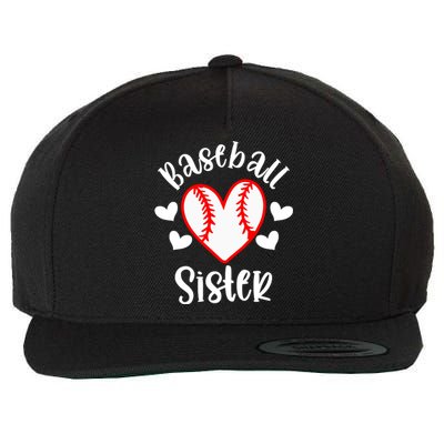 Baseball Sister Game Day Sport Heart Wool Snapback Cap