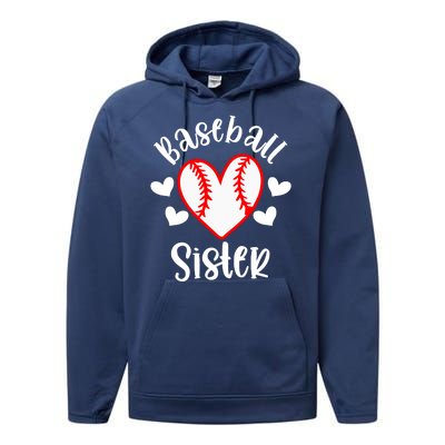 Baseball Sister Game Day Sport Heart Performance Fleece Hoodie