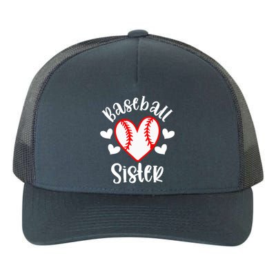 Baseball Sister Game Day Sport Heart Yupoong Adult 5-Panel Trucker Hat