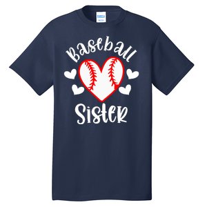 Baseball Sister Game Day Sport Heart Tall T-Shirt