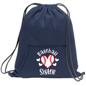 Baseball Sister Game Day Sport Heart Sweatshirt Cinch Pack Bag