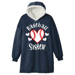 Baseball Sister Game Day Sport Heart Hooded Wearable Blanket