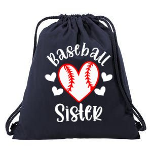 Baseball Sister Game Day Sport Heart Drawstring Bag