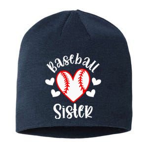 Baseball Sister Game Day Sport Heart Sustainable Beanie