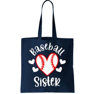 Baseball Sister Game Day Sport Heart Tote Bag