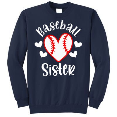 Baseball Sister Game Day Sport Heart Tall Sweatshirt