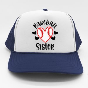 Baseball Sister Game Day Sport Heart Trucker Hat