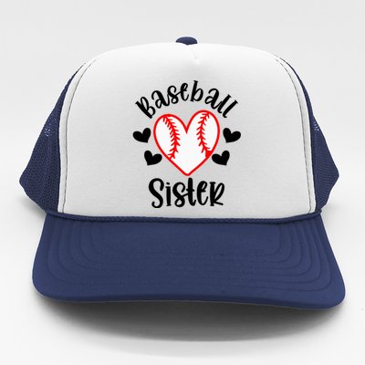 Baseball Sister Game Day Sport Heart Trucker Hat