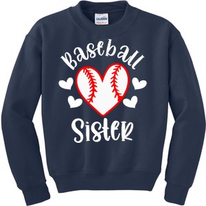 Baseball Sister Game Day Sport Heart Kids Sweatshirt