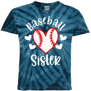 Baseball Sister Game Day Sport Heart Kids Tie-Dye T-Shirt