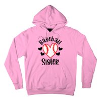 Baseball Sister Game Day Sport Heart Hoodie