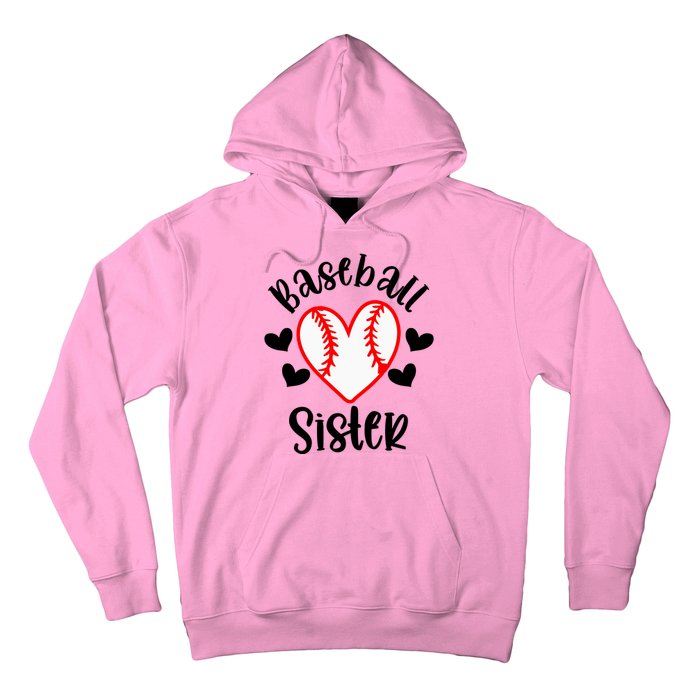 Baseball Sister Game Day Sport Heart Hoodie