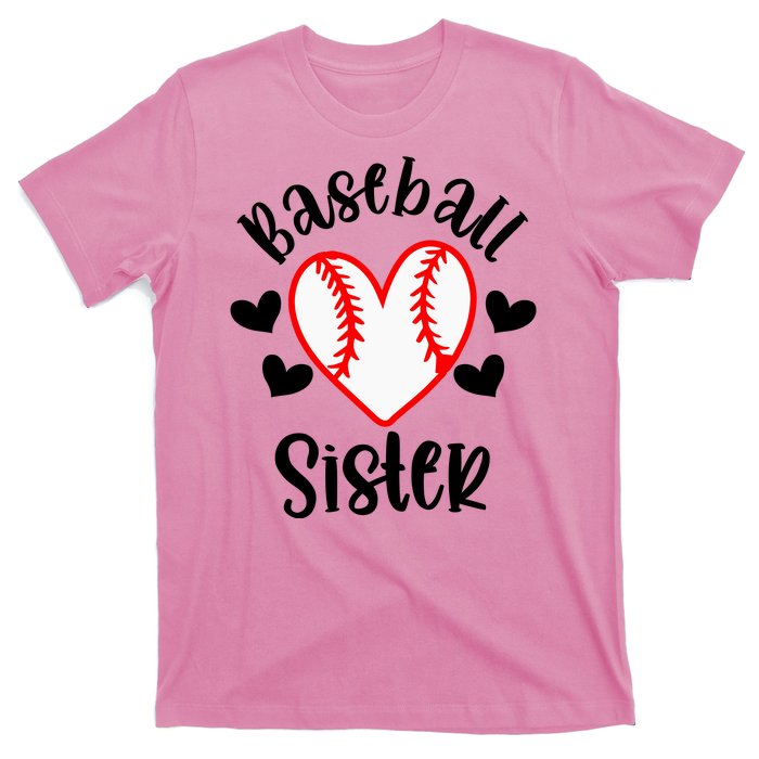 Baseball Sister Game Day Sport Heart T-Shirt