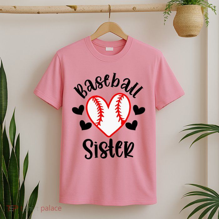 Baseball Sister Game Day Sport Heart T-Shirt