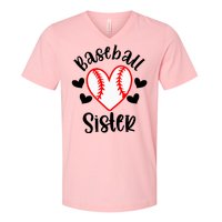 Baseball Sister Game Day Sport Heart V-Neck T-Shirt