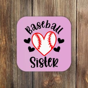 Baseball Sister Game Day Sport Heart Coaster