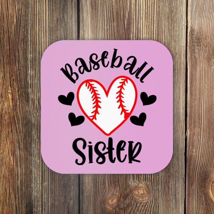 Baseball Sister Game Day Sport Heart Coaster