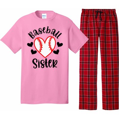 Baseball Sister Game Day Sport Heart Pajama Set