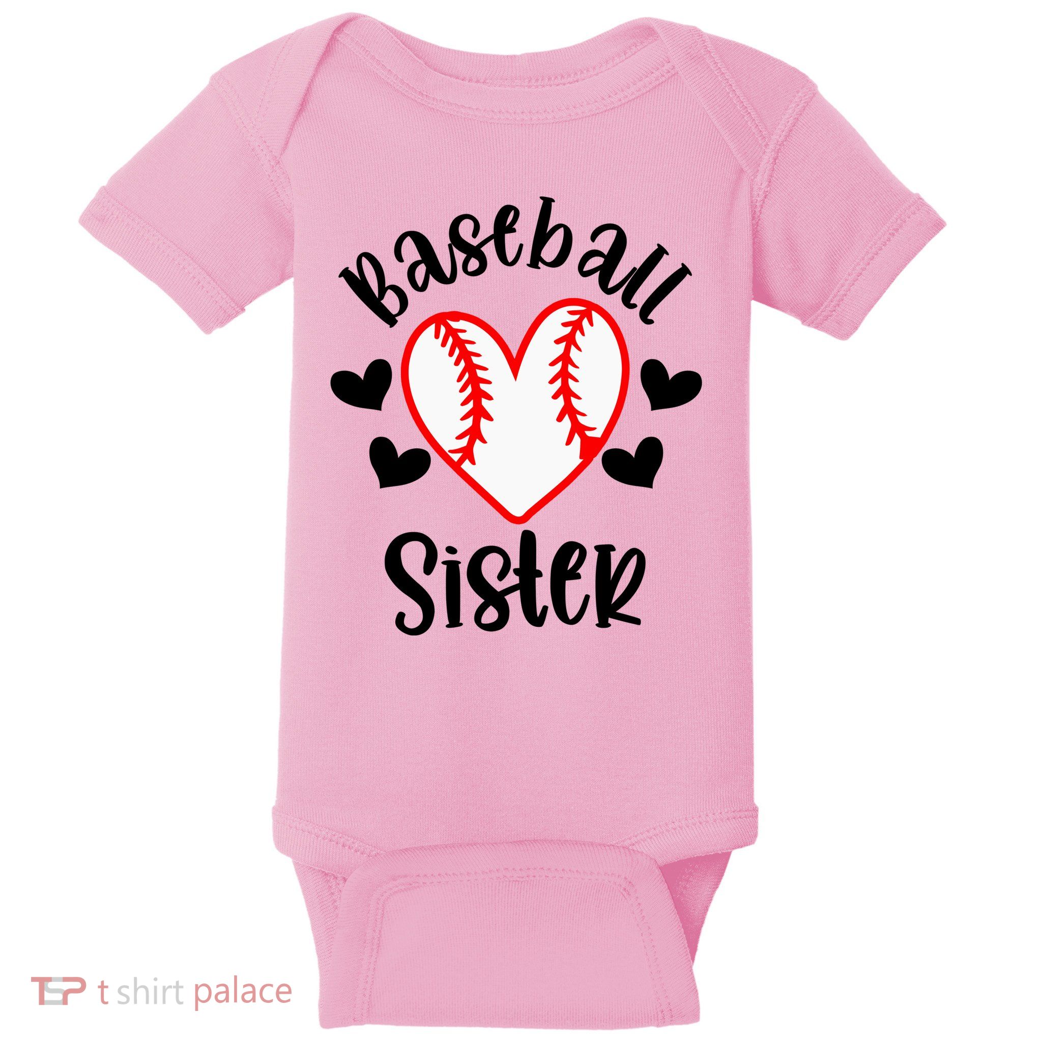 Baseball Sister Game Day Sport Heart Baby Bodysuit