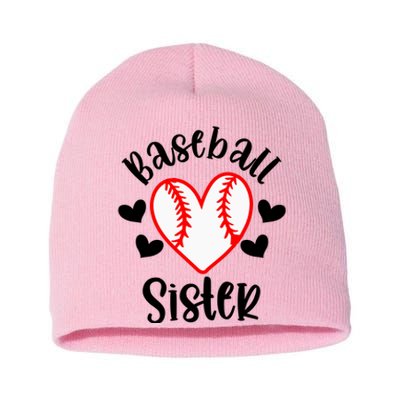 Baseball Sister Game Day Sport Heart Short Acrylic Beanie