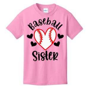 Baseball Sister Game Day Sport Heart Kids T-Shirt