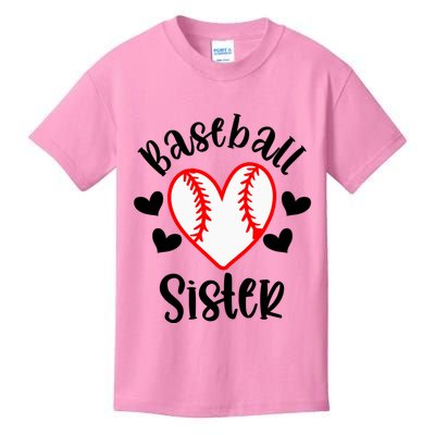 Baseball Sister Game Day Sport Heart Kids T-Shirt