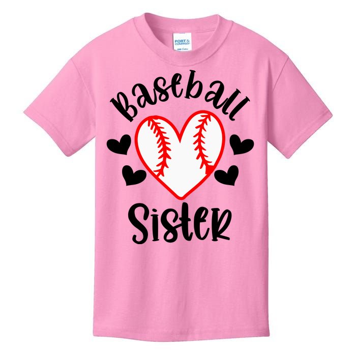 Baseball Sister Game Day Sport Heart Kids T-Shirt