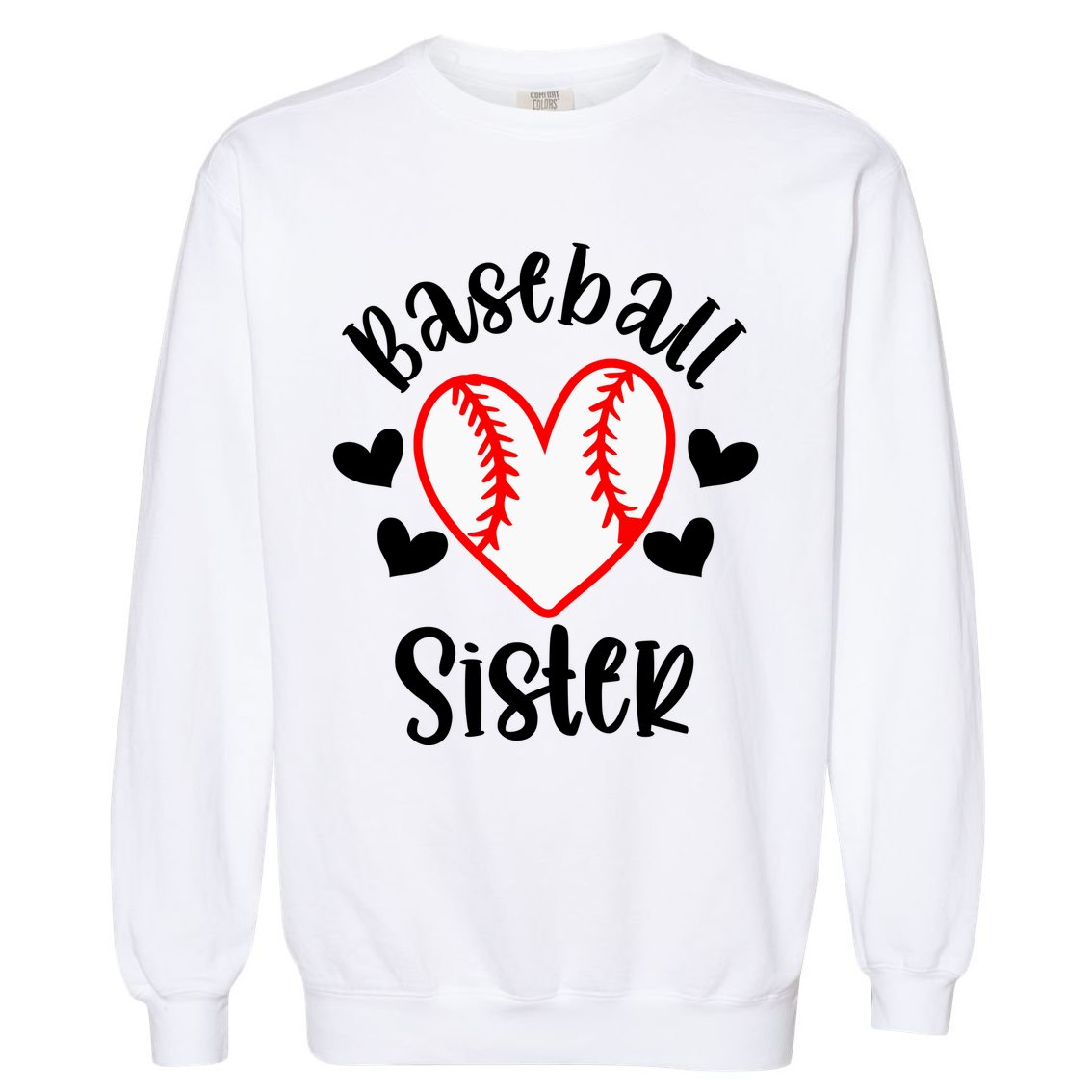Baseball Sister Game Day Sport Heart Garment-Dyed Sweatshirt