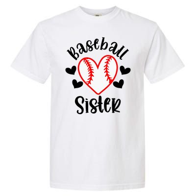 Baseball Sister Game Day Sport Heart Garment-Dyed Heavyweight T-Shirt