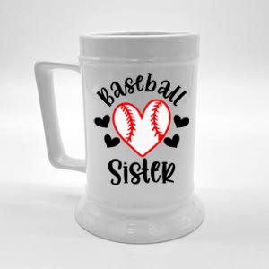 Baseball Sister Game Day Sport Heart Beer Stein