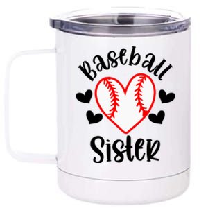 Baseball Sister Game Day Sport Heart 12 oz Stainless Steel Tumbler Cup