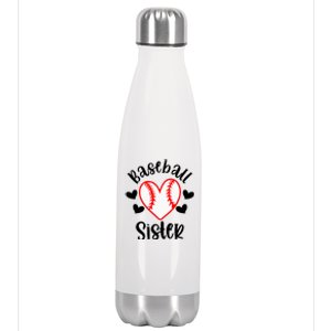 Baseball Sister Game Day Sport Heart Stainless Steel Insulated Water Bottle