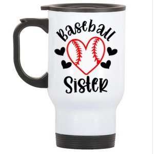 Baseball Sister Game Day Sport Heart Stainless Steel Travel Mug