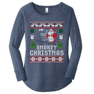 Bbq Santa Grilling Roast On Smoker Ugly Smokey Christmas Gift Women's Perfect Tri Tunic Long Sleeve Shirt