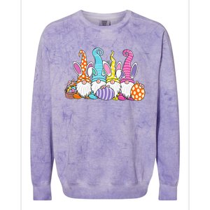 Bunny Spring Gnome Easter Egg Hunting And Basket Colorblast Crewneck Sweatshirt