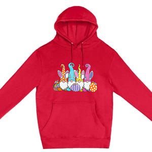 Bunny Spring Gnome Easter Egg Hunting And Basket Premium Pullover Hoodie