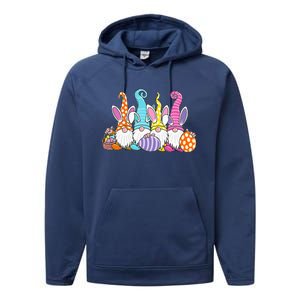 Bunny Spring Gnome Easter Egg Hunting And Basket Performance Fleece Hoodie