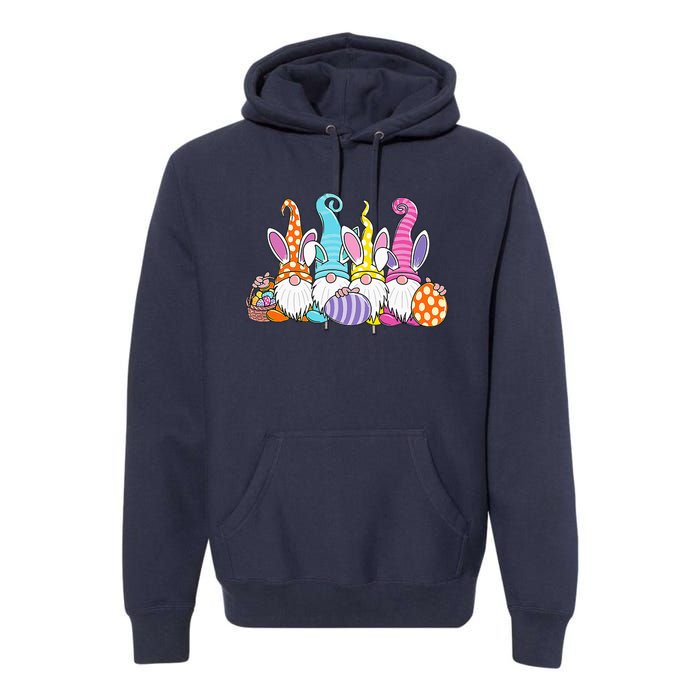 Bunny Spring Gnome Easter Egg Hunting And Basket Premium Hoodie