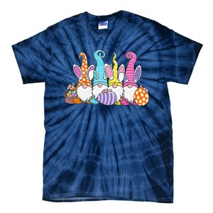 Bunny Spring Gnome Easter Egg Hunting And Basket Tie-Dye T-Shirt