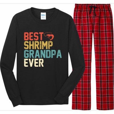 Best Shrimp Grandpa Ever Retro Meaningful Gift Grandpa Funny Gift Meaningful Gif Long Sleeve Pajama Set