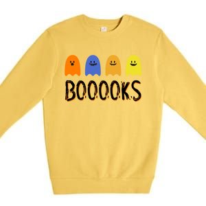 Books Spooky Ghost Funny Halloween Premium Crewneck Sweatshirt