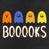 Books Spooky Ghost Funny Halloween 7 Panel Mesh Trucker Snapback Hat