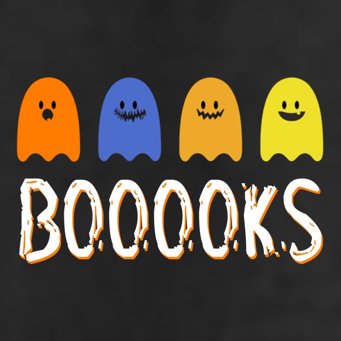 Books Spooky Ghost Funny Halloween 7 Panel Mesh Trucker Snapback Hat