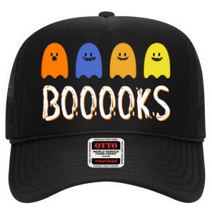 Books Spooky Ghost Funny Halloween High Crown Mesh Back Trucker Hat