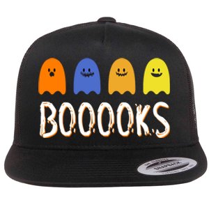 Books Spooky Ghost Funny Halloween Flat Bill Trucker Hat