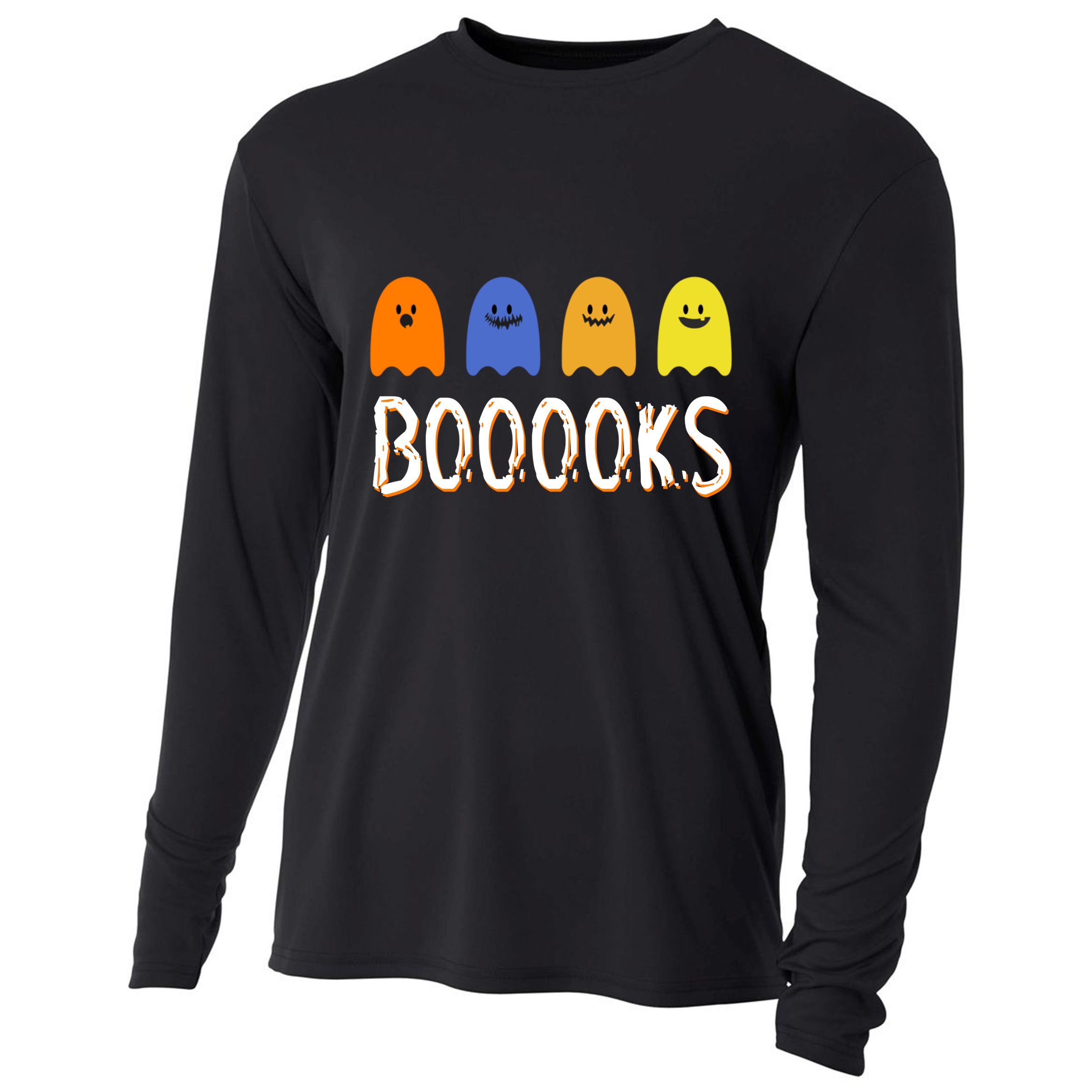 Books Spooky Ghost Funny Halloween Cooling Performance Long Sleeve Crew