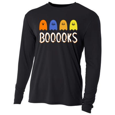 Books Spooky Ghost Funny Halloween Cooling Performance Long Sleeve Crew