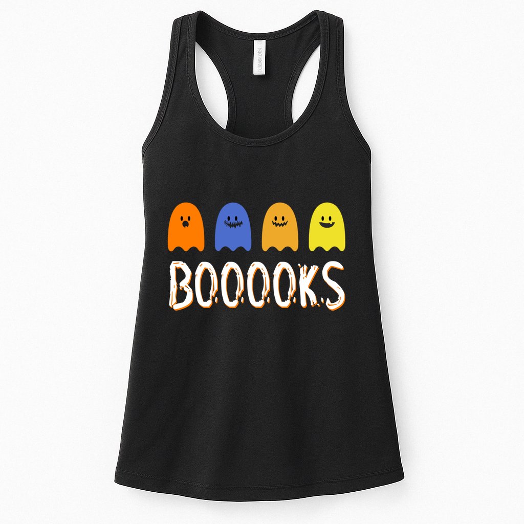 Books Spooky Ghost Funny Halloween Womens Tank Top