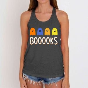 Books Spooky Ghost Funny Halloween Women's Knotted Racerback Tank