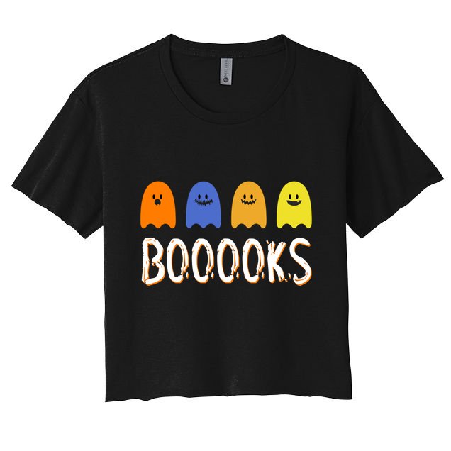 Books Spooky Ghost Funny Halloween Crop Top